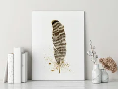 Image of a feather watercolor painting by Shayna Larsen, originals & prints available