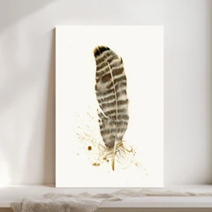 Image of a feather watercolor painting by Shayna Larsen, originals & prints available