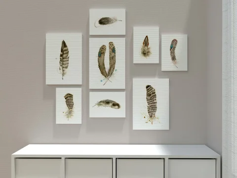 Image of a feather watercolor painting by Shayna Larsen, originals & prints available