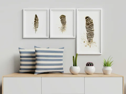 Image of a feather watercolor painting by Shayna Larsen, originals & prints available
