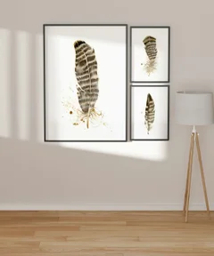 Image of a feather watercolor painting by Shayna Larsen, originals & prints available