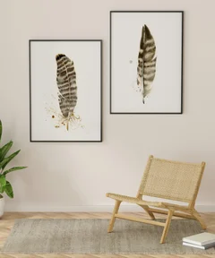 Image of a feather watercolor painting by Shayna Larsen, originals & prints available