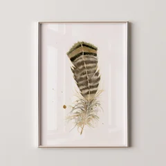 Image of a feather watercolor painting by Shayna Larsen, originals & prints available