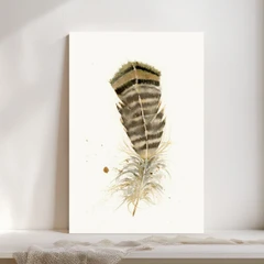 Image of a feather watercolor painting by Shayna Larsen, originals & prints available