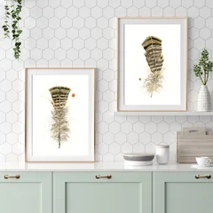 Image of a feather watercolor painting by Shayna Larsen, originals & prints available