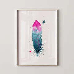Image of a feather watercolor painting by Shayna Larsen, originals & prints available
