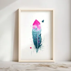 Image of a feather watercolor painting by Shayna Larsen, originals & prints available