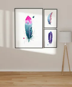Image of a feather watercolor painting by Shayna Larsen, originals & prints available