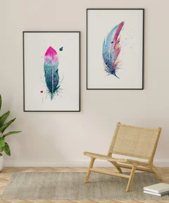 Image of a feather watercolor painting by Shayna Larsen, originals & prints available
