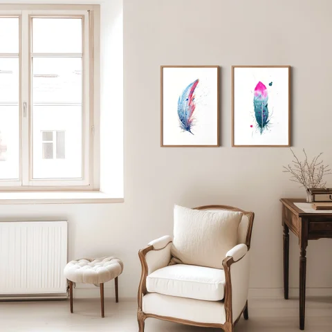 Image of a feather watercolor painting by Shayna Larsen, originals & prints available