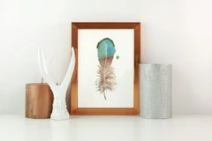 Image of a feather watercolor painting by Shayna Larsen, originals & prints available