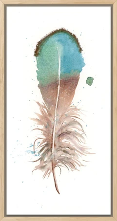 Image of a feather watercolor painting by Shayna Larsen, originals & prints available