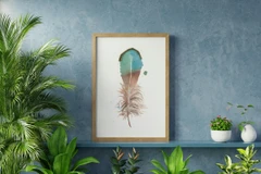 Image of a feather watercolor painting by Shayna Larsen, originals & prints available