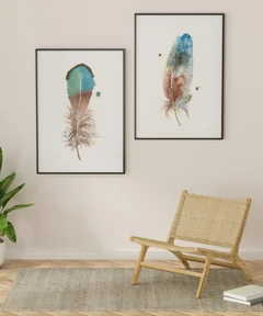 Image of a feather watercolor painting by Shayna Larsen, originals & prints available