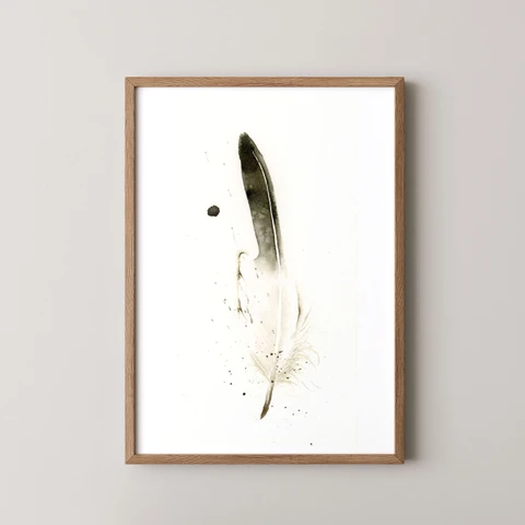 Image of a feather watercolor painting by Shayna Larsen, originals & prints available