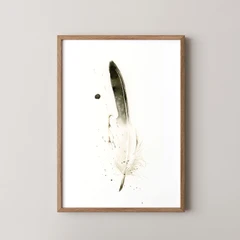 Image of a feather watercolor painting by Shayna Larsen, originals & prints available
