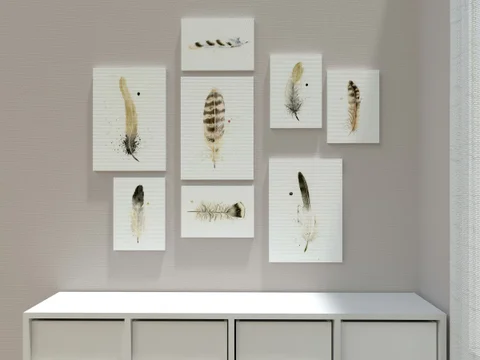 Image of a feather watercolor painting by Shayna Larsen, originals & prints available