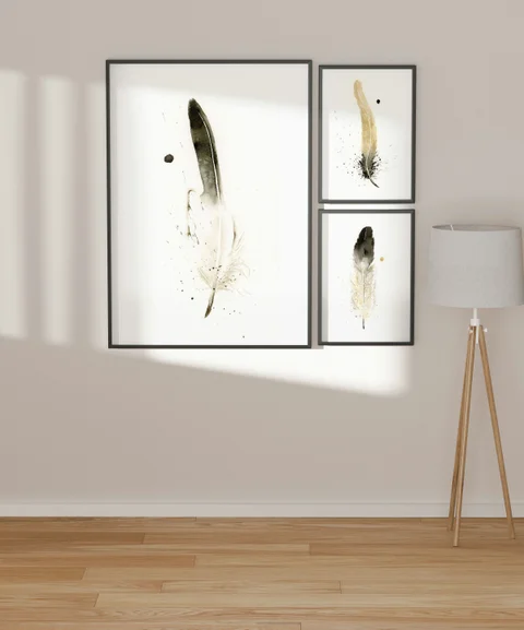 Image of a feather watercolor painting by Shayna Larsen, originals & prints available