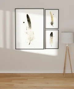 Image of a feather watercolor painting by Shayna Larsen, originals & prints available