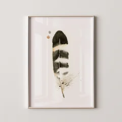 Image of a feather watercolor painting by Shayna Larsen, originals & prints available