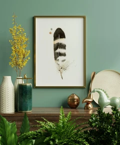 Image of a feather watercolor painting by Shayna Larsen, originals & prints available