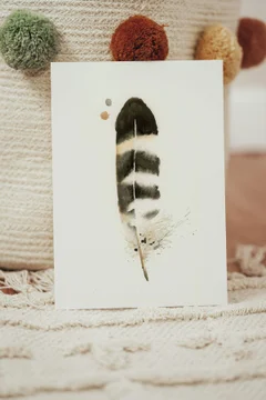 Image of a feather watercolor painting by Shayna Larsen, originals & prints available