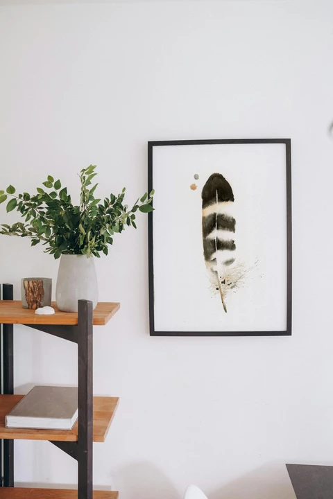 Image of a feather watercolor painting by Shayna Larsen, originals & prints available