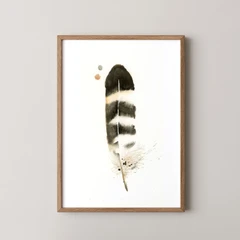 Image of a feather watercolor painting by Shayna Larsen, originals & prints available