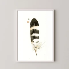 Image of a feather watercolor painting by Shayna Larsen, originals & prints available