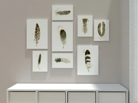 Image of a feather watercolor painting by Shayna Larsen, originals & prints available