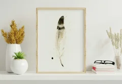 Image of a feather watercolor painting by Shayna Larsen, originals & prints available