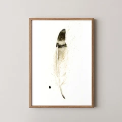 Image of a feather watercolor painting by Shayna Larsen, originals & prints available