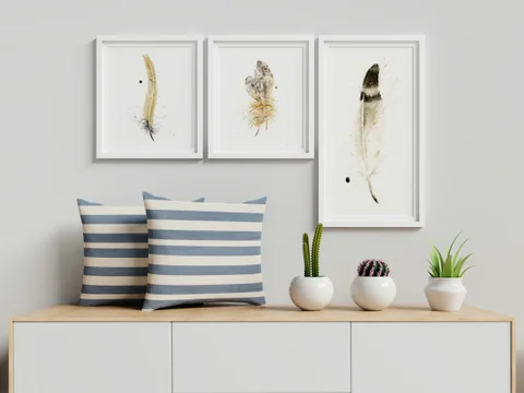 Image of a feather watercolor painting by Shayna Larsen, originals & prints available