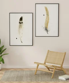 Image of a feather watercolor painting by Shayna Larsen, originals & prints available