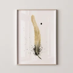 Image of a feather watercolor painting by Shayna Larsen, originals & prints available
