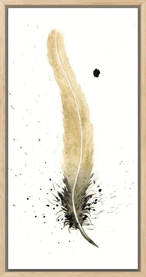 Image of a feather watercolor painting by Shayna Larsen, originals & prints available