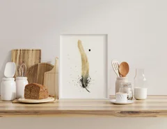 Image of a feather watercolor painting by Shayna Larsen, originals & prints available