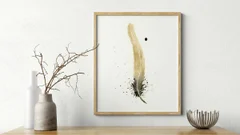 Image of a feather watercolor painting by Shayna Larsen, originals & prints available