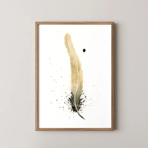 Image of a feather watercolor painting by Shayna Larsen, originals & prints available