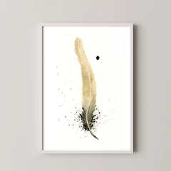 Image of a feather watercolor painting by Shayna Larsen, originals & prints available