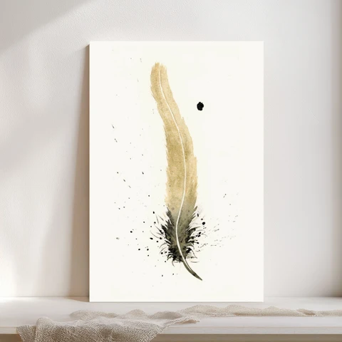 Image of a feather watercolor painting by Shayna Larsen, originals & prints available