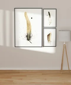 Image of a feather watercolor painting by Shayna Larsen, originals & prints available