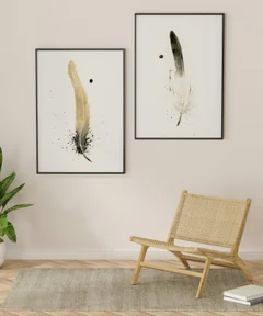 Image of a feather watercolor painting by Shayna Larsen, originals & prints available