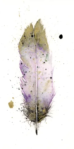 Image of a feather watercolor painting by Shayna Larsen, originals & prints available
