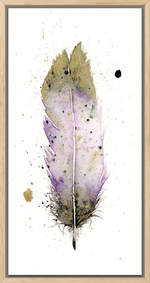 Image of a feather watercolor painting by Shayna Larsen, originals & prints available