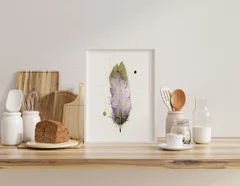 Image of a feather watercolor painting by Shayna Larsen, originals & prints available
