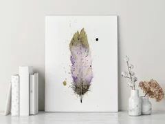 Image of a feather watercolor painting by Shayna Larsen, originals & prints available