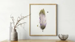 Image of a feather watercolor painting by Shayna Larsen, originals & prints available