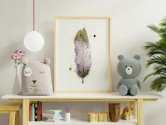 Image of a feather watercolor painting by Shayna Larsen, originals & prints available