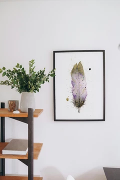 Image of a feather watercolor painting by Shayna Larsen, originals & prints available